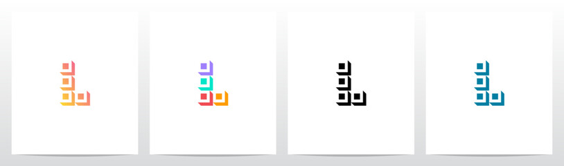 Squares Tiles Negative Space Box Isometric Initial Letter Logo Design L