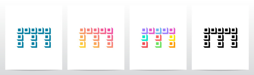 Squares Tiles Negative Space Box Isometric Initial Letter Logo Design M