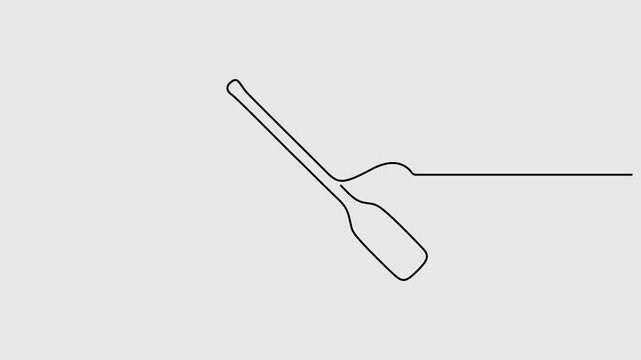 Video. Canoe paddle continuous one line drawing animation. Full length single line art 4k animation