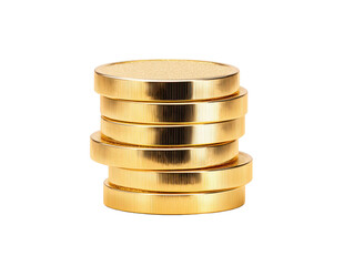 Stacked gold coins shiny and reflective isolated on transparency background symbolizing wealth investment savings and financial success with clean and minimalistic style