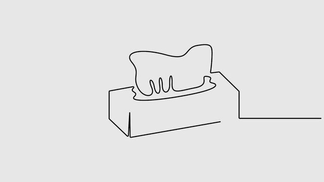 Animation continuous single line drawing Tissue box. Full length one line 4K video clip