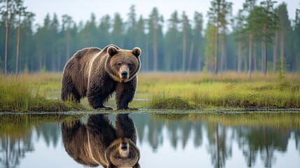 brown bear in the lake
