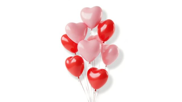 Bunch of heartshaped balloons isolated on white background for celebration