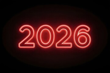 Glowing 2026 Neon Light Text Effect on Dark Background