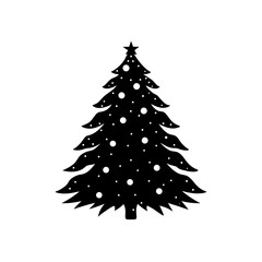 Obraz premium Elegant christmas tree silhouette with white dots festive design element