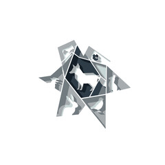 Geometric Dog Art - Modern Canine Portrait in Abstract Design.