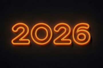 Glowing 2026 Neon Light Text Effect on Dark Background