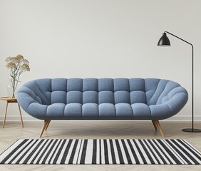 The living room features a romantic interior with a blue turquoise fresh style