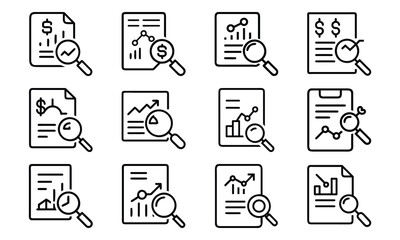 Fototapeta premium Business and Marketing Line Icons Bundle Strategy, Analytics, Cloud Storage, Finance, Startup, and Teamwork Outline Symbol Set for Web, App, and Presentation Design