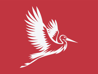 Minimalist Stork Icon Vector, Cute Bird Symbol for Baby, Birth, and Delivery Themes