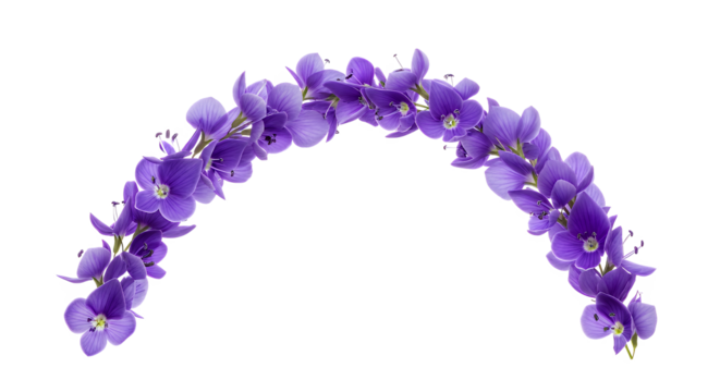Delicate Floral Arch Purple Flowers in a Curved Arrangement for Decorative Use
