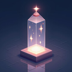 Glowing glass lantern with star lights on dark background