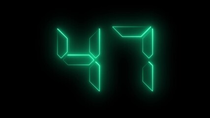 Glowing neon digital text 47 number . Educational mathematics concept 47 number, promote advertising concept isolate using quick time black background. it is ready for education and able to use. - Powered by Adobe