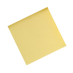 Yellow square paper sheet mockup isolated on transparent background