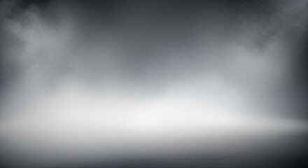 A dark, foggy, empty room with a spotlight on the floor.