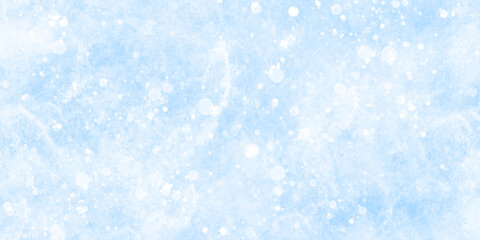 Abstract blue grunge background with bokeh effect snowflakes texture. Soft sky-blue paint aquarelle hand-painted watercolor background design. beautiful bright blue paper texture. 