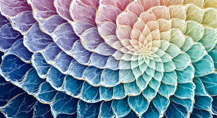 Abstract Rainbow Mandala With Petal- Like Layers pattern