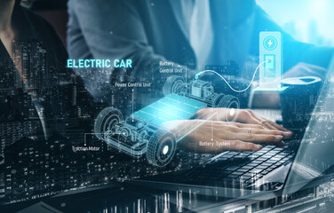 Structure of electric car showing battery system, traction motor, control units, and charging station for understanding EV functionality and energy flow Vouch
