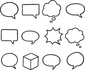 Fototapeta premium Sketch Comic Balloons and Doodle Chat Frames Vector Illustration