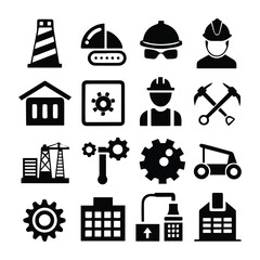 Construction and Engineering Icon Set Collection Vector for UI Documents Websites