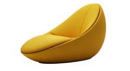 Modern yellow egg chair isolated on transparent background for comfortable seating