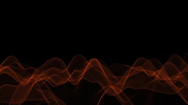 wave on a black background. Looped vector wave of gray color. Linear wave, graphic shape flow. Digital monochrome, black and white background. Smoke illustration. Smooth water level surface. Abstract 