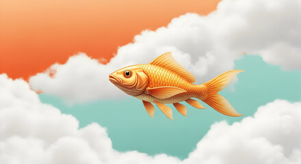 Goldfish Swimming Through Clouds flying