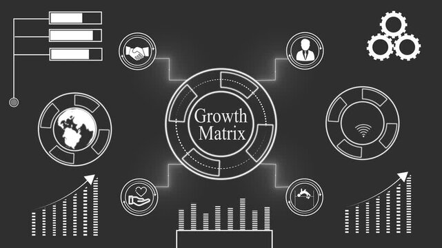 Business Growth Matrix with Global Network and Financial Charts image photo