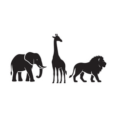 elephant, horse, and lion vector template