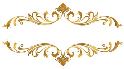 Fototapeta premium Elegant gold decorative elements create a border design.