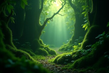 Green grass with rays of light