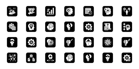 Performance assessment Cohesive set of minimalist vector icons representing key ideas with visual clarity