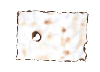 Whole Sheet Burnt Paper Texture PNG | Aged Document with Scorched Edges and Burn Holes
