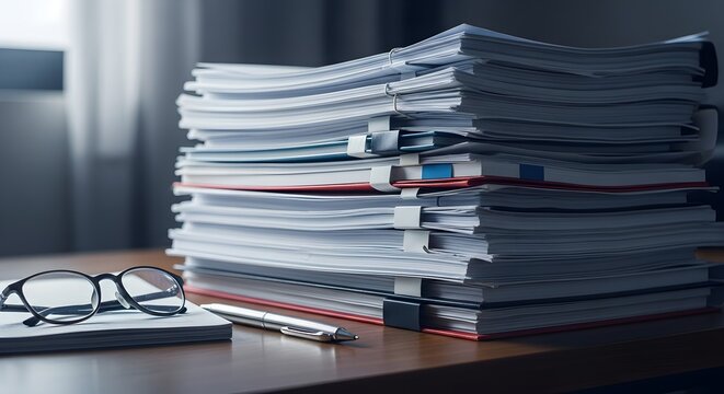Stack of Documents on Desk