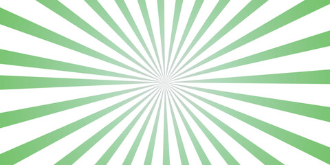 Green sunburst radial burst background with white stripes and a soft gradient center for graphic design and abstract concepts