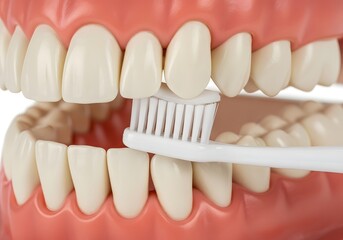 Obraz premium A perfectly executed bass brushing technique on a model jaw.