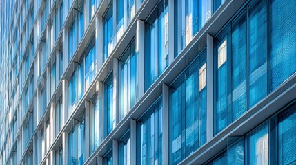 ultra realistic photo of modern architecture facade with repeating glass and steel lines, abstract city pattern, , real photography