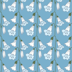 Beautiful floral pattern in bells flowers. Ditsy print. Floral seamless background. Vintage template for fashion prints.