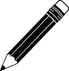Pencil in Black and White a Classic Writing Tool with Eraser for Sketching Drafting Drawing and Note Taking Simple Design on White Background for Education and Creative Projects