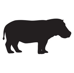 Obraz premium Silhouette of a large hippopotamus standing profile view