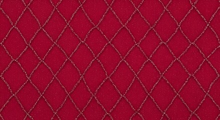 Obraz premium Intricate diamond patterned red fabric with subtle metallic threads and textured surface