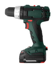 A sturdy cordless drill rests on a smooth surface, ready for action. Ideal for home improvement, the tool features an ergonomic grip and adjustable settings for various tasks