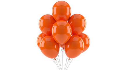 Bunch of orange balloons isolated on transparent background, party decoration
