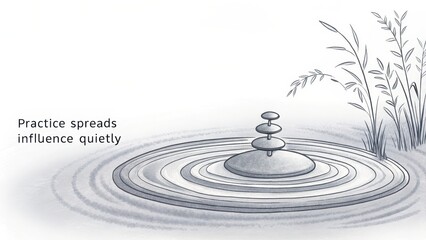 Tranquil Artwork Representing Influence and Practice in Nature