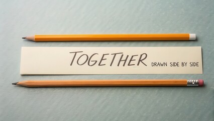 Together Concept with Pencils and Handwritten Note on Table