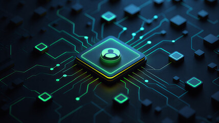 Futuristic AI workflow automation system with interconnected nodes, triggers, and data flow sleek artificial intelligence dashboard interface showing coding icons, analytics, and automation processe