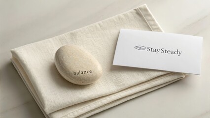 Tranquil Stone with Balance Concept on White Fabric Background