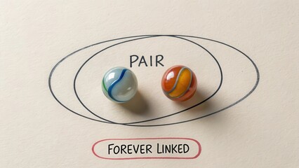 Two Colorful Marbles Representing Connection and Partnership Concept