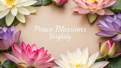Vibrant Blooming Water Lilies on Soft Beige Background Decor