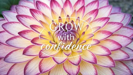 Vibrant Water Lily Blossom with Inspiring Grow Confidence Message
